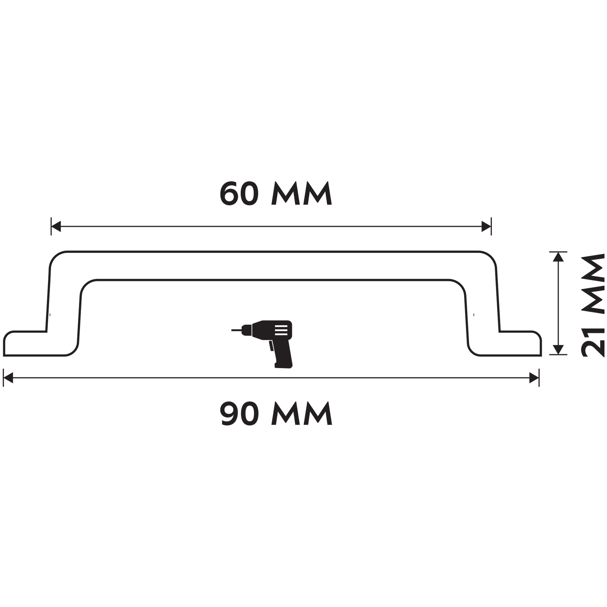 Differnz | Meubelgreep Recht | 90 mm | Mat Chroom