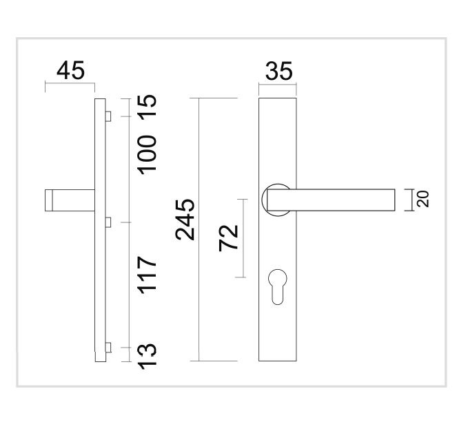 HDD Pro | Veiligheidsgarnituur | Rechthoek Kruk | Zwart | 72mm