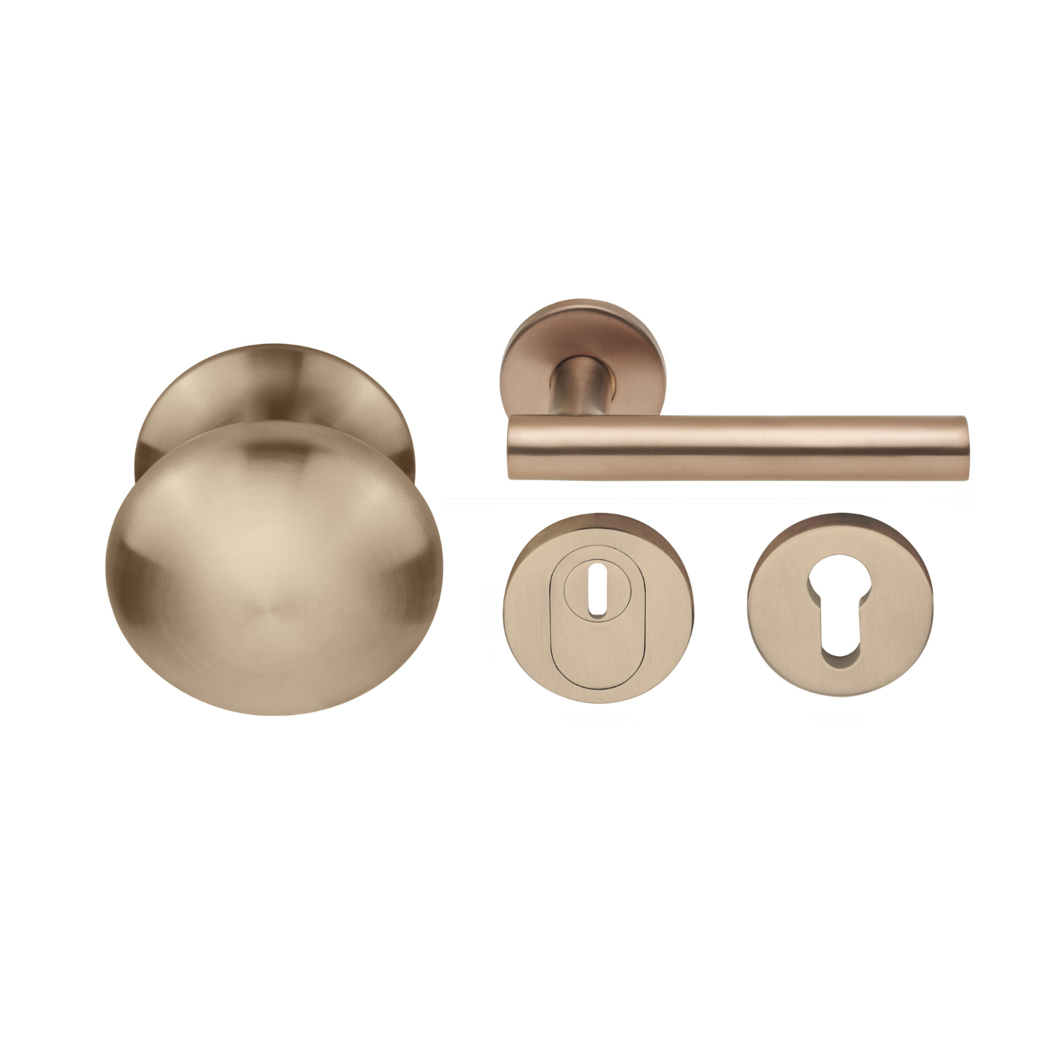 Formani | Voordeurset | knop/kruk | Licht Brons PVD LB7-19 | SKG3 - Deurbeslag-expert