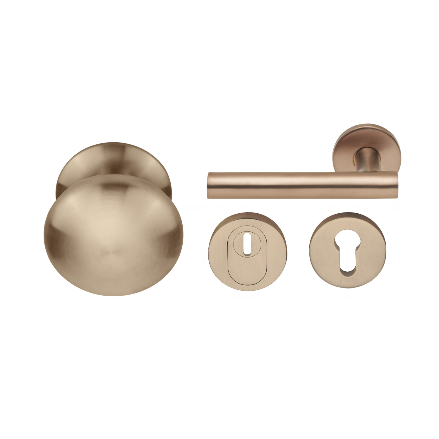 Formani | Voordeurset | knop/kruk | Licht Brons PVD LB7-19 | SKG3 - Deurbeslag-expert