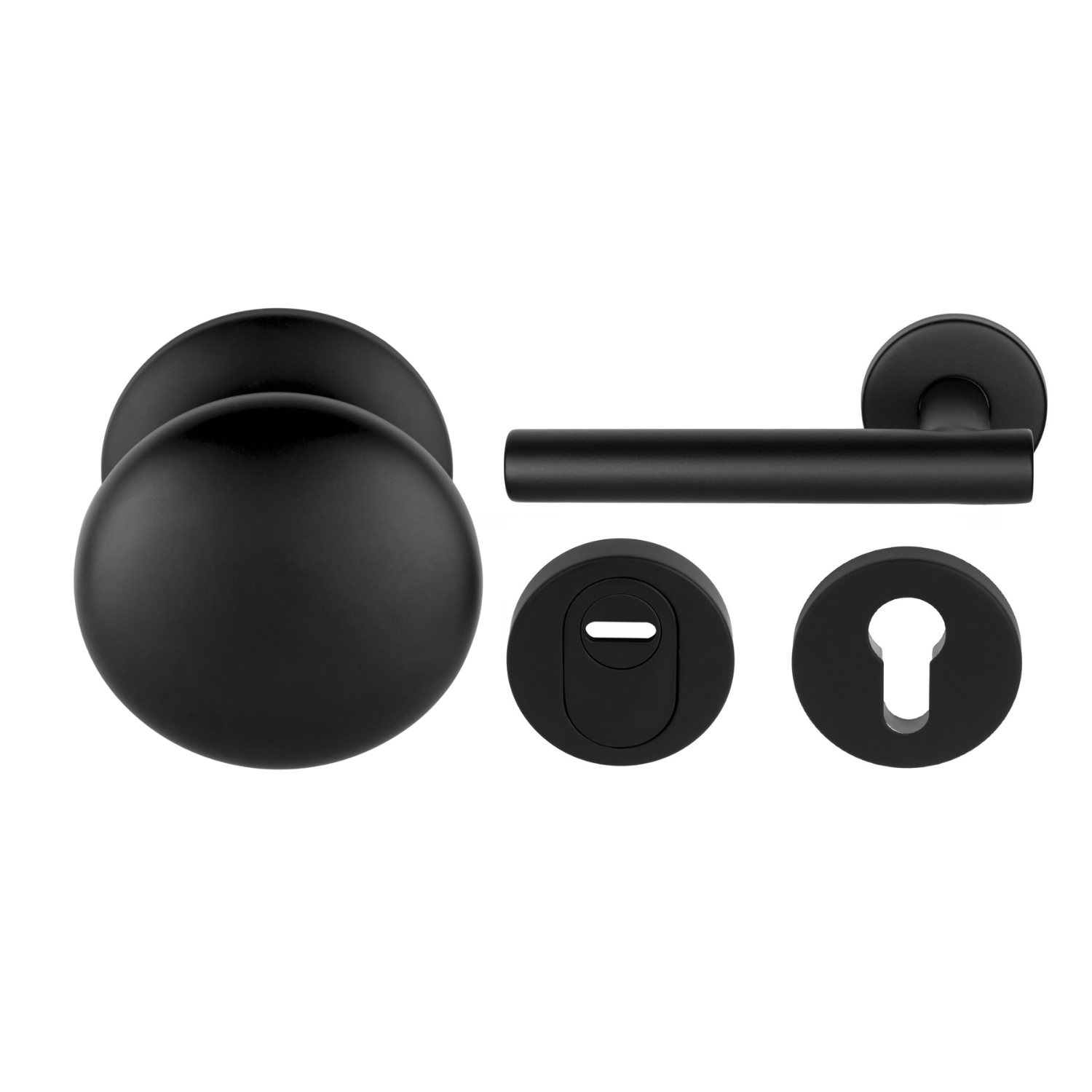 Formani | Voordeurset | knop/kruk | Mat Zwart LB7-19 | SKG3 - Deurbeslag-expert