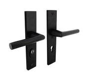 Intersteel | Veiligheidsbeslag met kerntrekbeveiliging | Geveerd kruk/kruk | Voordeurbeslag | PC55/72 | SKG3 | Rechthoekig | Aluminium Zwart - Deurbeslag-expert