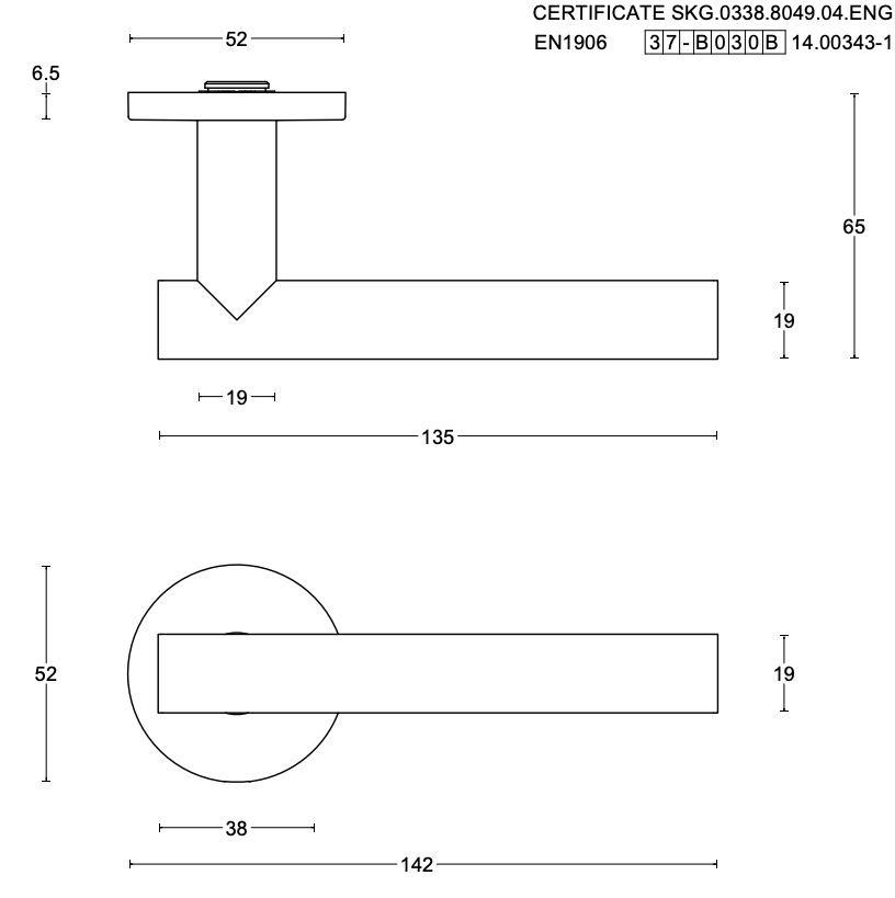 FORMANI Achterdeur Veiligheidsbeslag | LB7-19 kruk/kruk | Brons | SKG3 Smalschild - Deurbeslag-expert