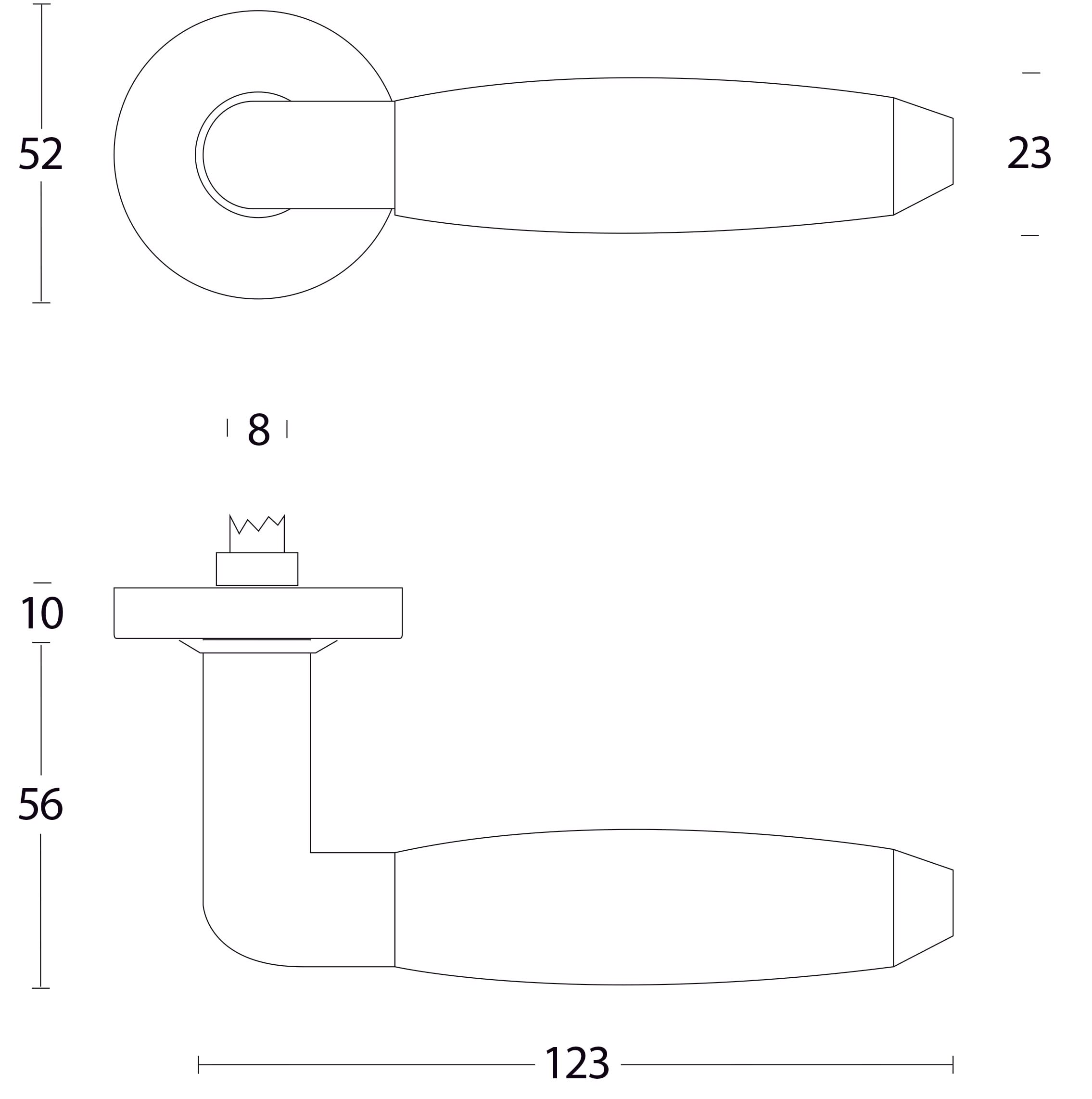 deurkruk 0035.064002 lijntekening