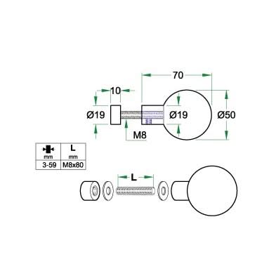 Artitec Mi Satori Voordeurknop ENTRO rvs mat ø50mm doorgaand