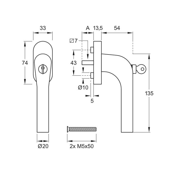 Artitec Mi Satori Draaikiep sluiting Lido, zwart