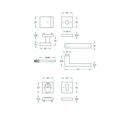Artitec Mi Satori SKG3 knop/kruk Quattro op vierkant rozet m/ KTB zwart