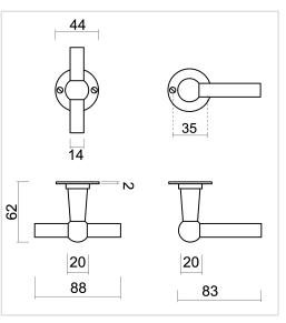 HDD Pro DEURKRUK PRO PETRA NM T+L ROEST ROND - Deurbeslag-expert