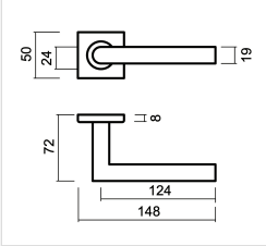 HDD Pro DEURKRUK PRO SQUARE I SHAPE 19MM INOX PLUS - Deurbeslag-expert