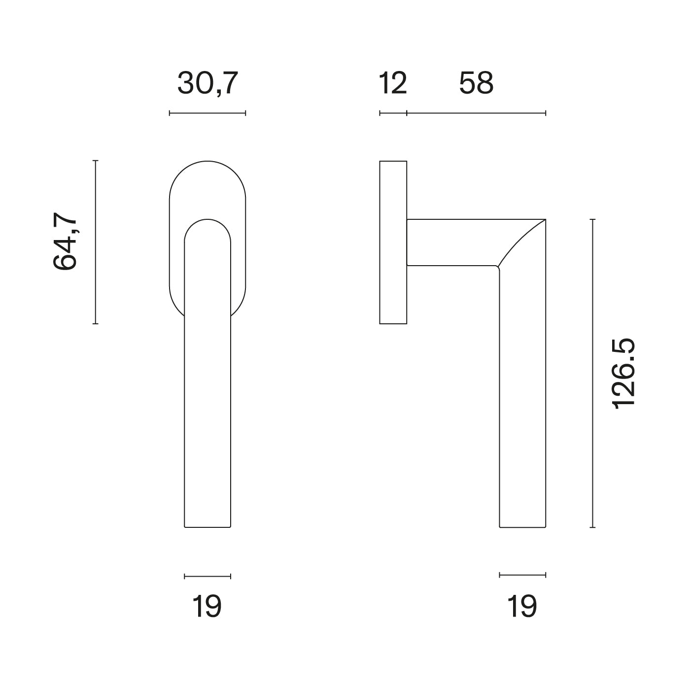 Technische tekening Aprile Arabis raamkruk