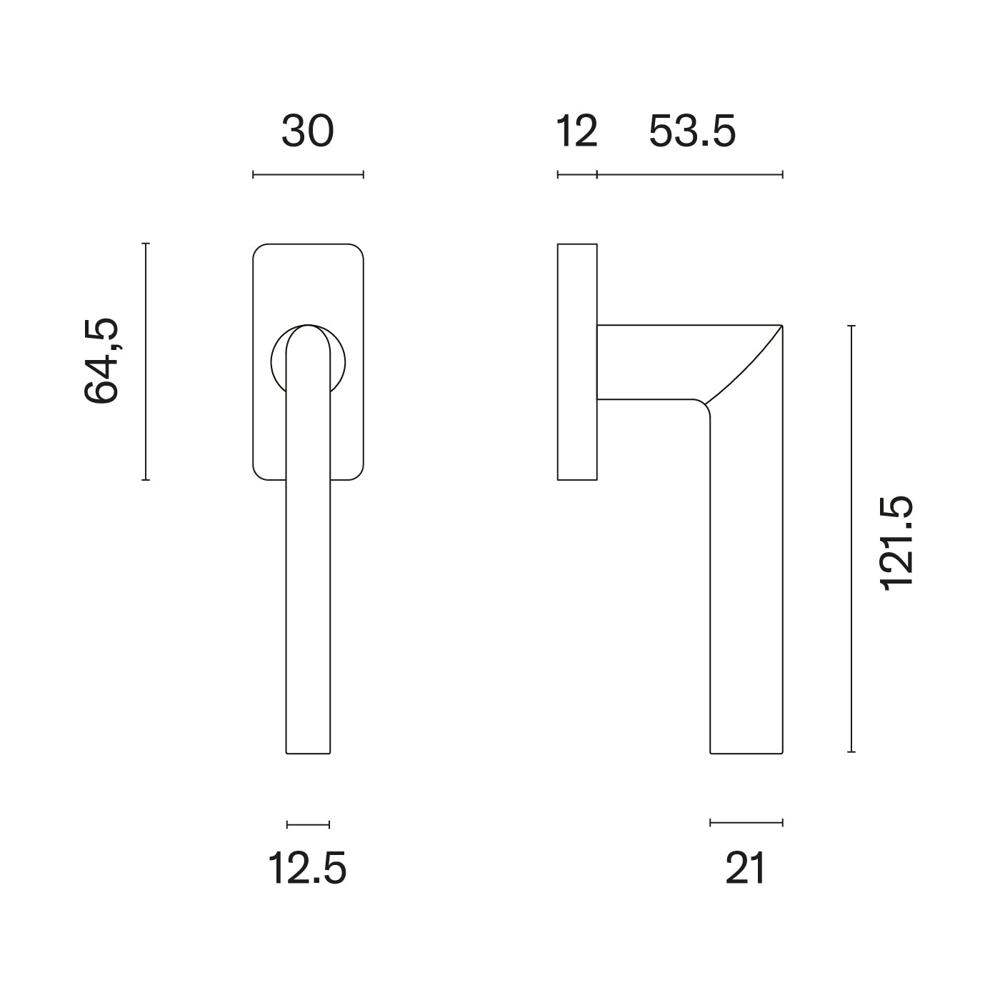 Technische tekening Aprile Primula raamkruk
