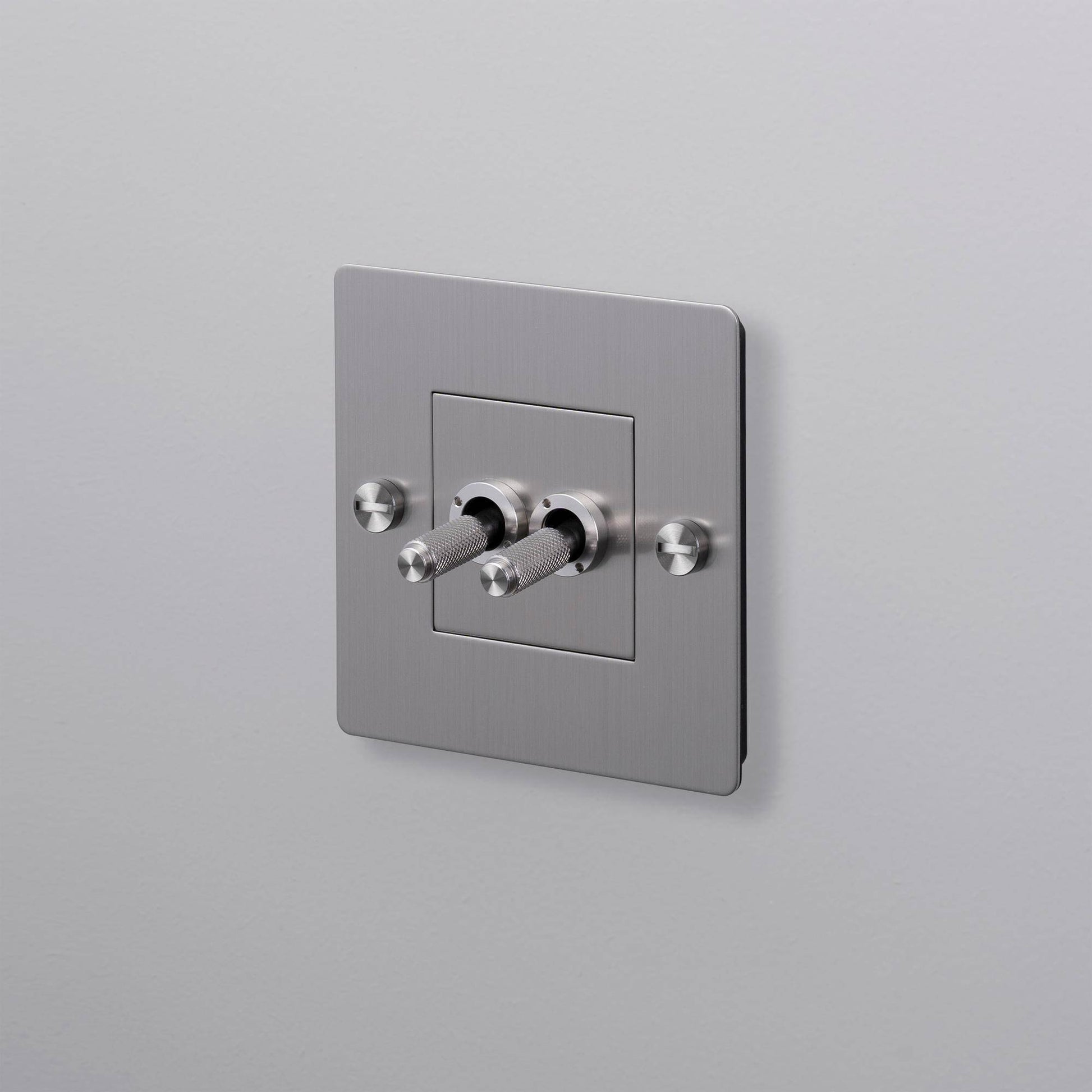 buster + punch | lichtschakelaar 1-voudig dubbele tuimelschakelaar (zonder logo) | steel