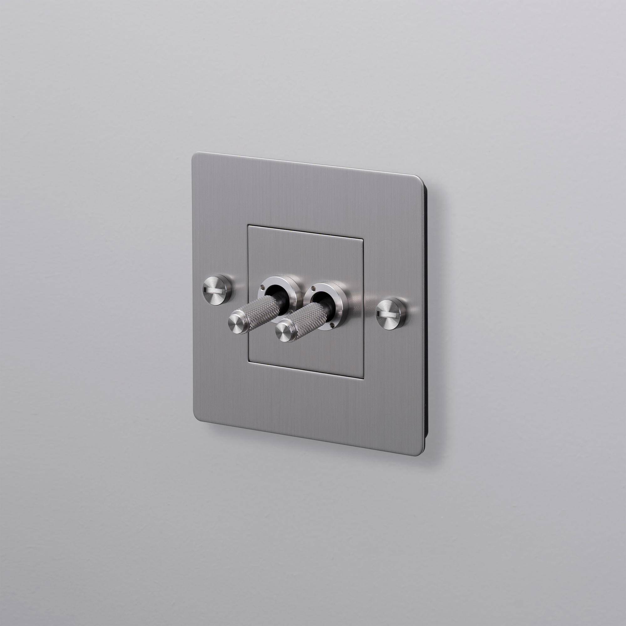 buster + punch | lichtschakelaar 1-voudig dubbele tuimelschakelaar (zonder logo) | steel