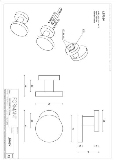Formani | Voordeurknop LB702V Vast op Rozet | RVS