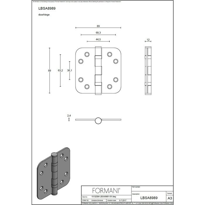 formani formani kogellagerscharnier 89x89mm basics