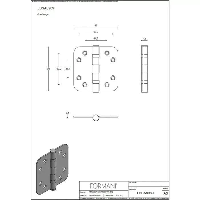 formani formani kogellagerscharnier 89x89mm basics