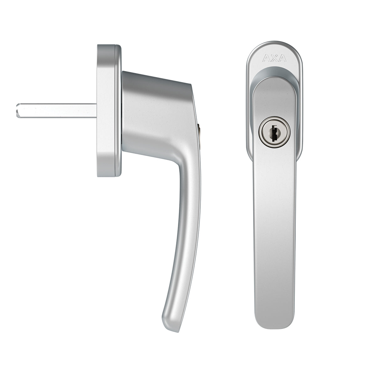 AXA veiligheids draai-kiep raamkruk Oval Roma 45-90 in aluminium F1 naturel, vooraanzicht