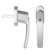 AXA veiligheids draai-kiep raamkruk Oval Roma 45-90 in aluminium F1 naturel, vooraanzicht