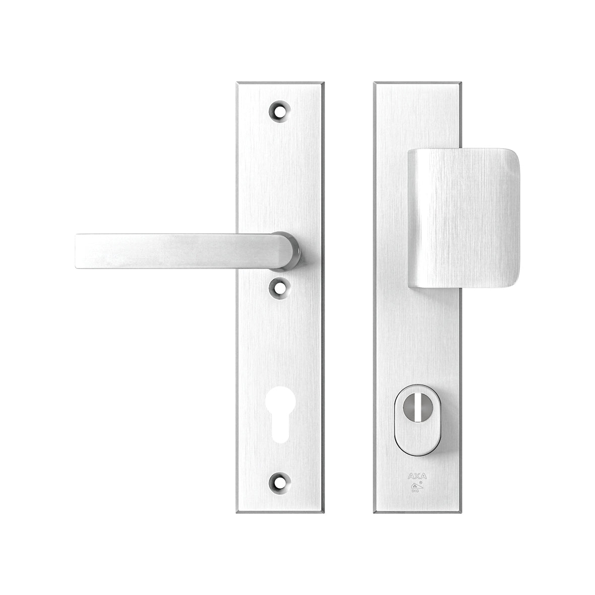 Veiligheidsbeslag Edge Plus D-duwer+krukBlok PC92 anti-kerntrek/omkeerbaar/252X52x12/alu. gesl. F1/SKG3