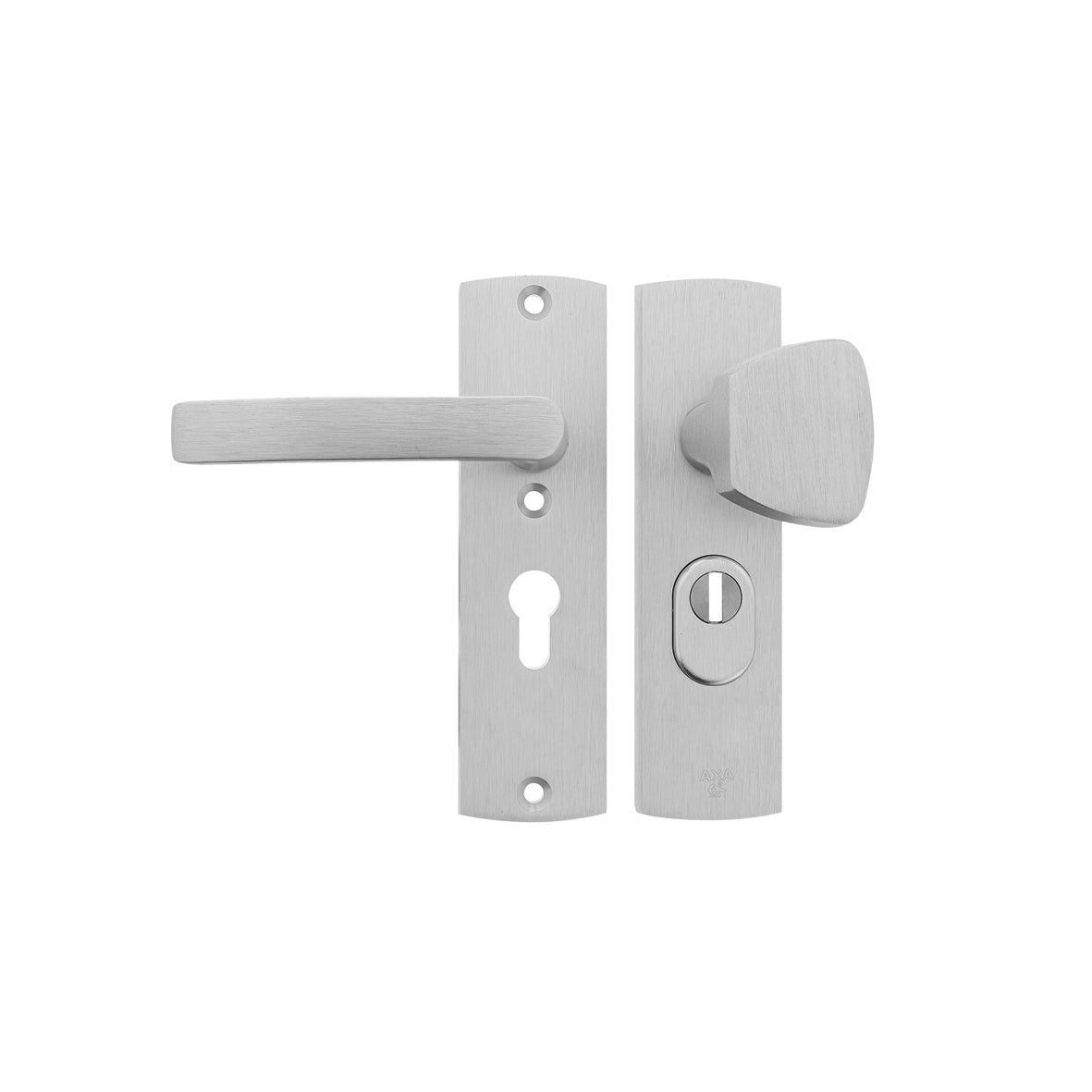 AXA Curve Plus veiligheidsbeslag kort met S-knop en kruk Blok PC55 aluminium naturel - vooraanzicht