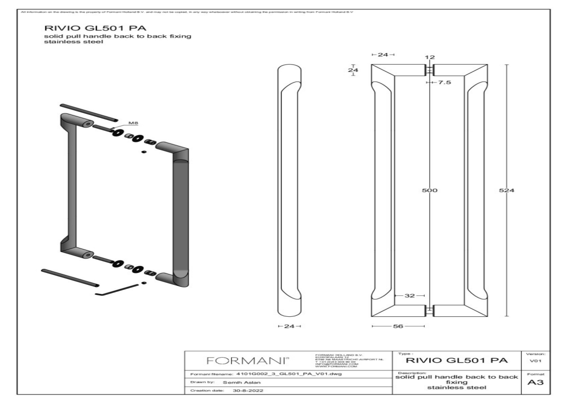 Formani | GL501 PA | Set grepen | PVD mat goud