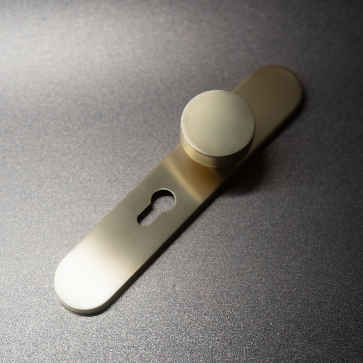 Griff Meister Deurknop Champagne PVD Op ovaal schild PC55 – sfeerfoto in interieur