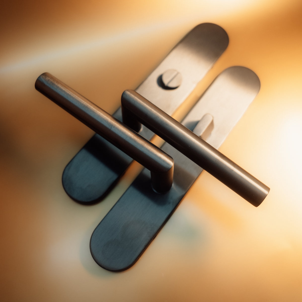 Griff Meister Deurkruk Cornisa Gunmetal Op ovaal schild WC63/8 Toilet – sfeerfoto in interieur