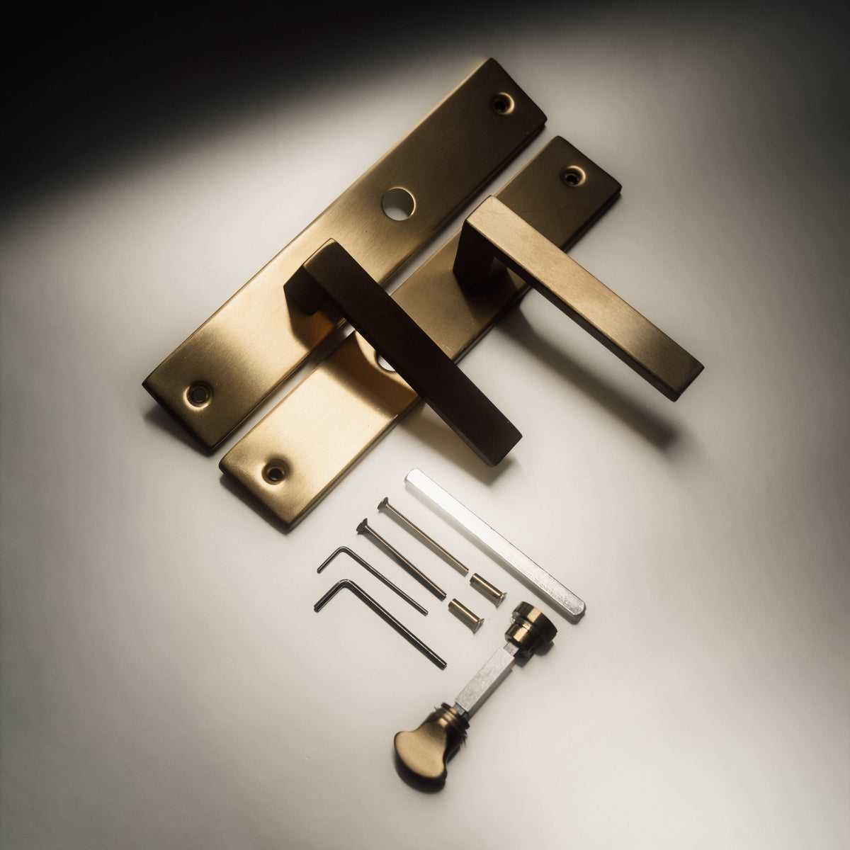Griff Meister Deurkruk Fortis Champagne PVD Op schild WC63/8 Toilet – sfeerfoto