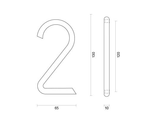 hdd huisnummer 2 mat goud rond 130mm