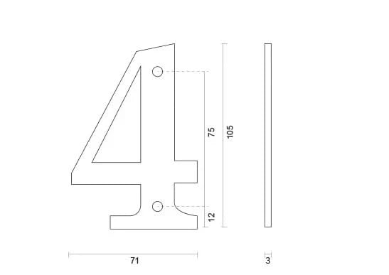hdd huisnummer 4 roest 106mm