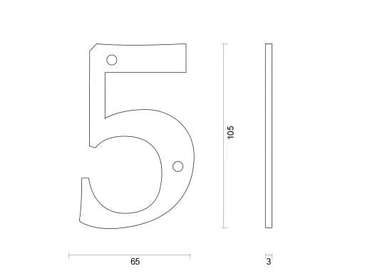 hdd huisnummer 5 ijzer 104mm