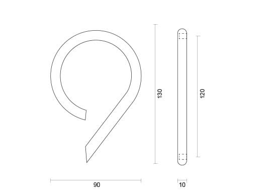 hdd huisnummer 9 mat goud rond 130mm