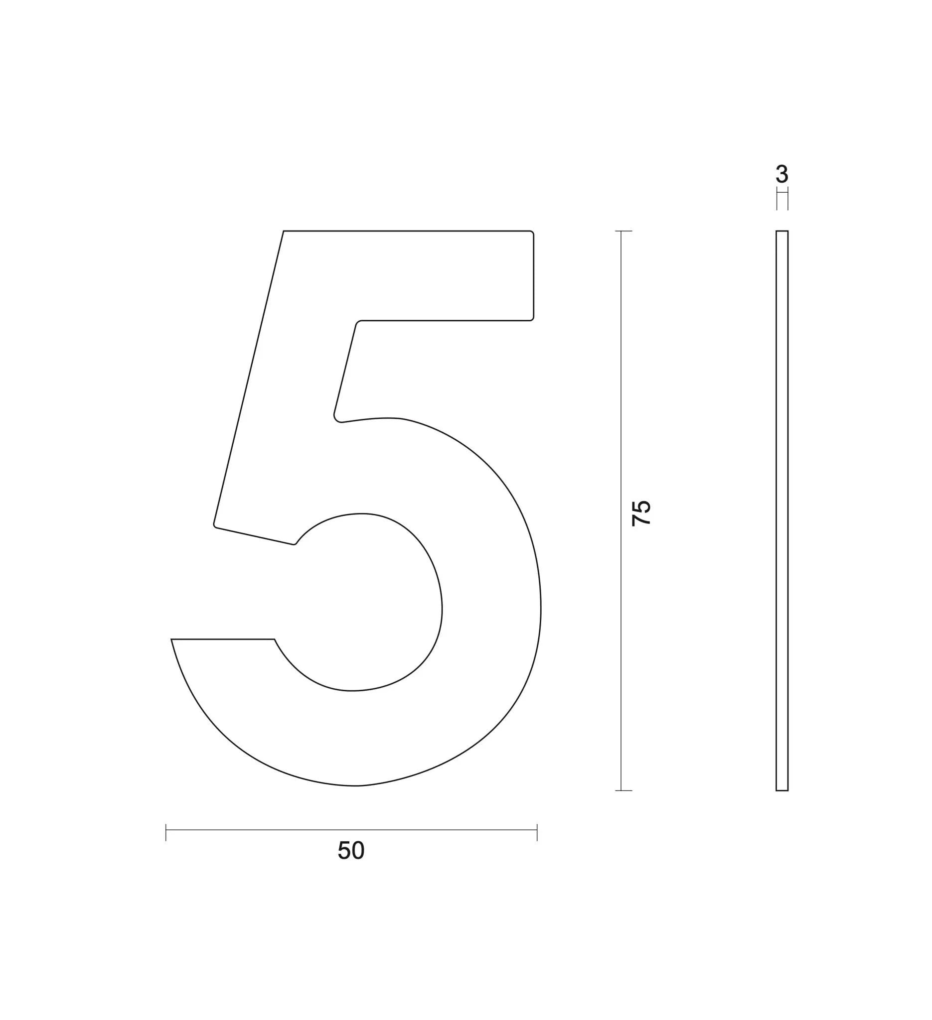 hdd huisnummer plat 5 zelfklevend 75mm rvs