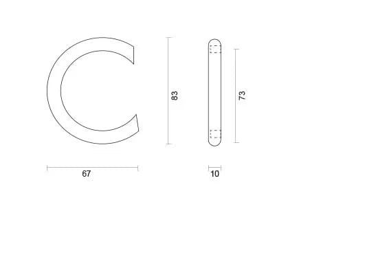 hdd rvs huisletter c rond met een hoogte van 130mm