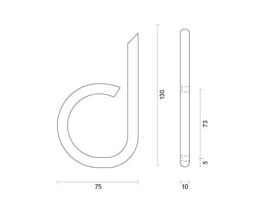 hdd rvs huisletter d rond met een hoogte van 130mm