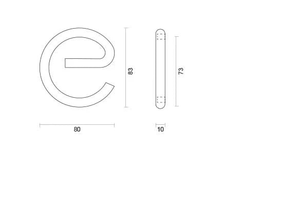 hdd rvs huisletter e rond met een hoogte van 83mm