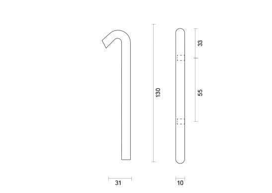 hdd rvs huisnummer 1 met een hoogte van 130mm