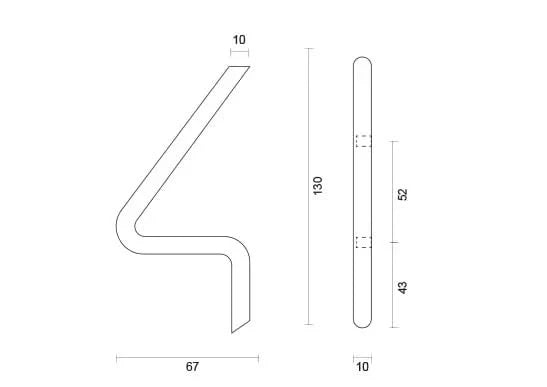 hdd rvs huisnummer 4 met een hoogte van 130mm
