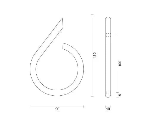 hdd rvs huisnummer 6 met een hoogte van 130mm