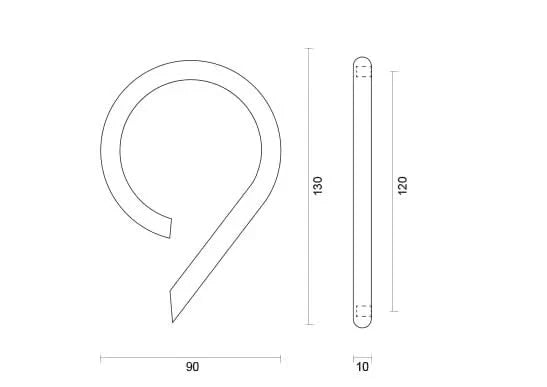 hdd rvs huisnummer 9 met een hoogte van 130mm