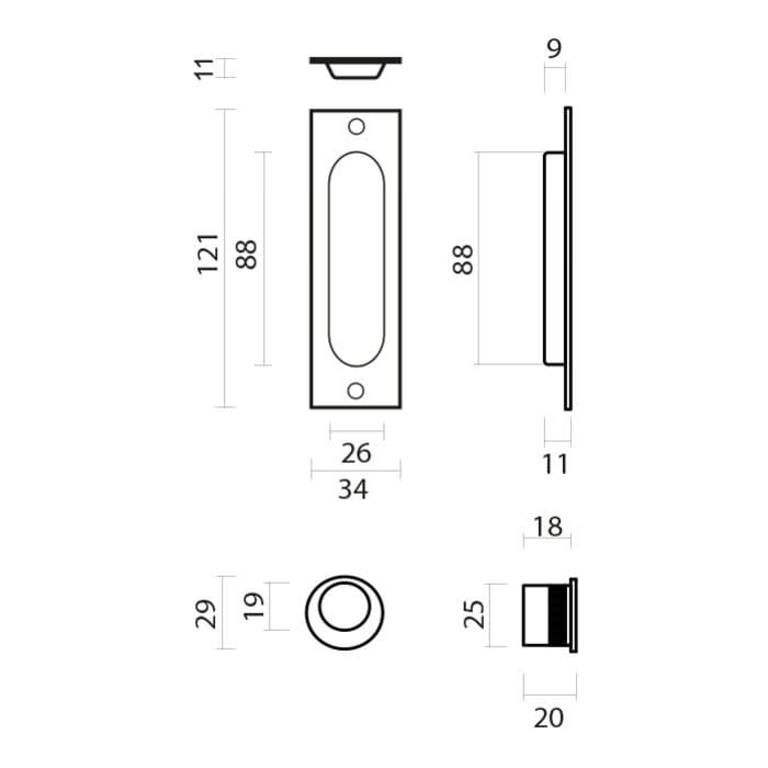 HDD Pro Schuifdeurkom Inkapschelp Fra Ovaal Carre Inox Look
