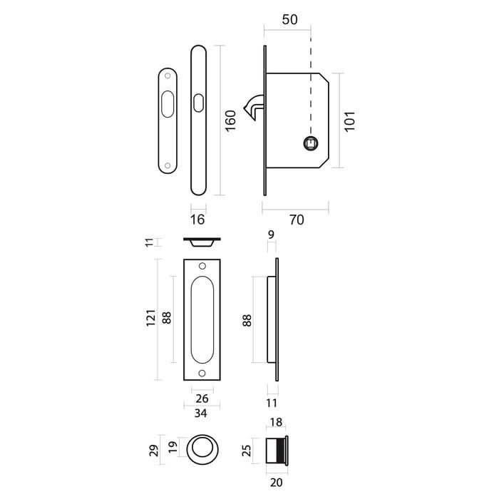 HDD Pro Schuifdeurkom Inkapschelp Fra Ovaal Carre Slot Zwart
