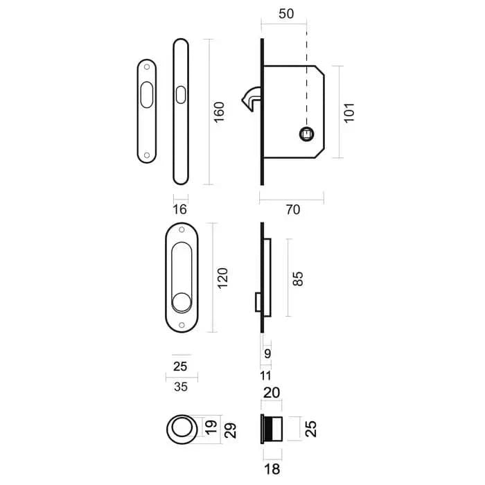 HDD Pro Schuifdeurkom Inkapschelp Fra Ovaal Slot Zwart