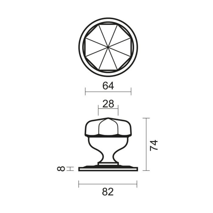 hdd vaste deurknop top 804 brons