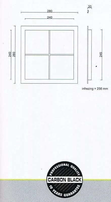 hdd vierkante patrijspoort retro 245mm carbon look