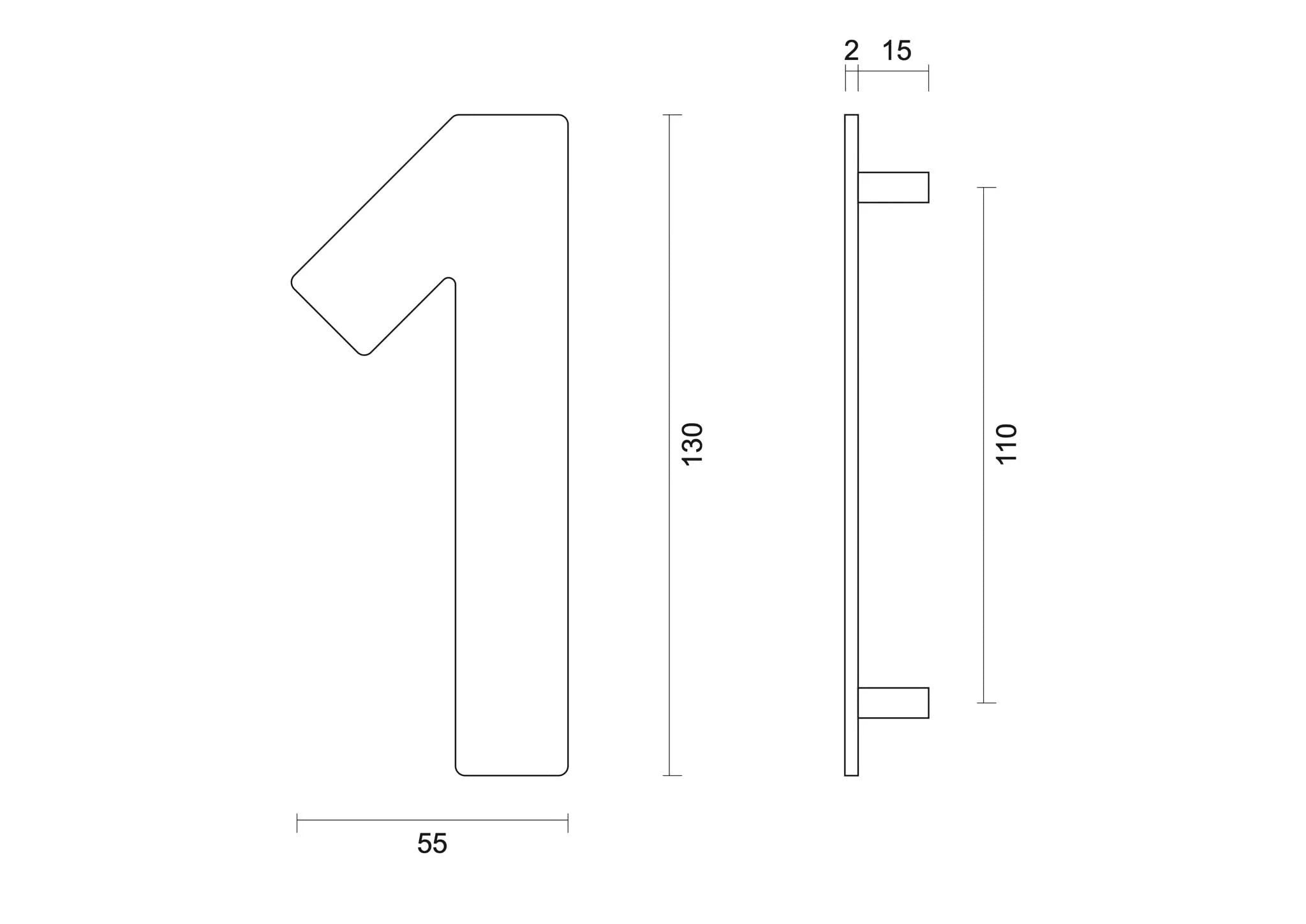 hdd zwart huisnummer 1 met een hoogte van 130 mm s