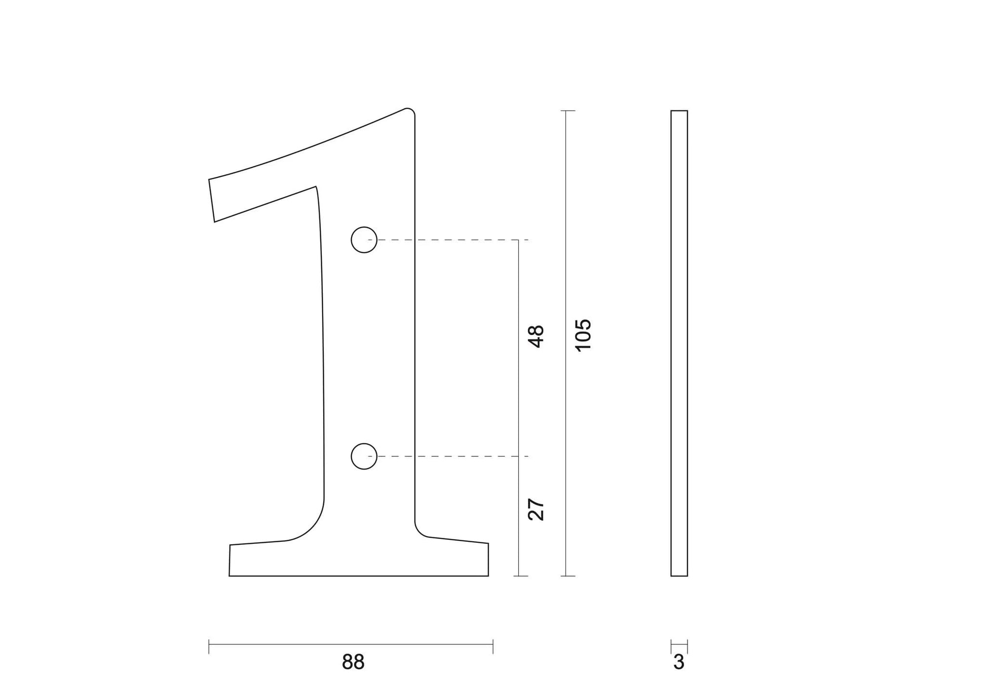 hdd zwart huisnummer 1 retro 105 mm zwart glad uv