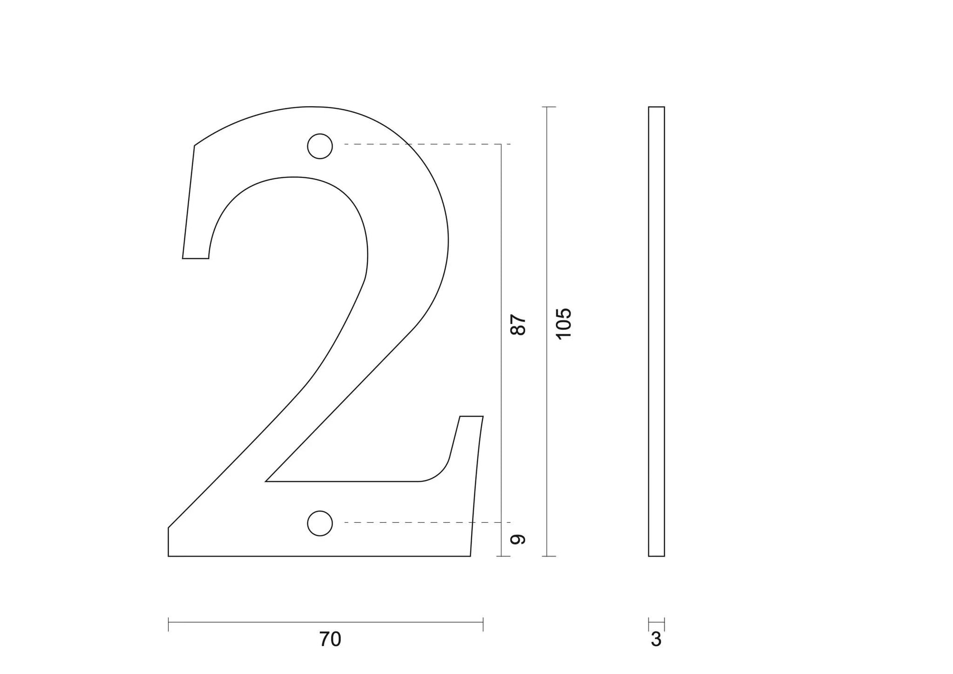 hdd zwart huisnummer 2 retro 105 mm zwart glad uv