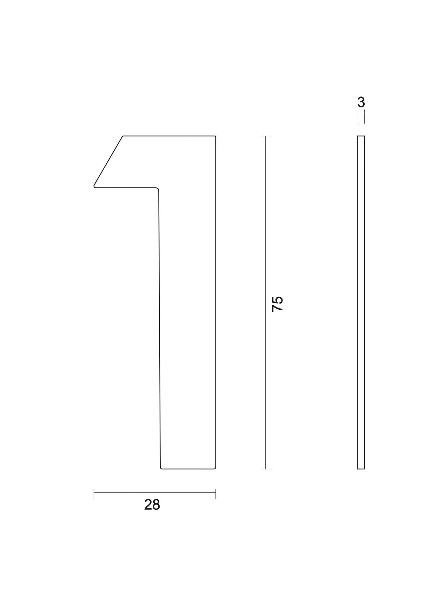 hdd zwart huisnummer plat 1 zelfklevend 75mm zwart