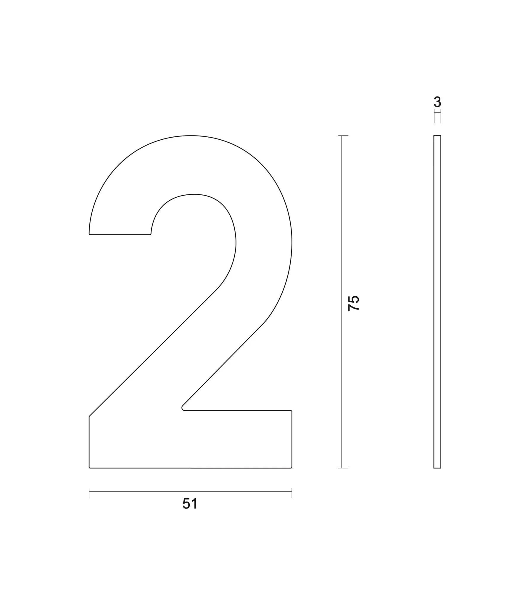 hdd zwart huisnummer plat 2 zelfklevend 75mm zwart